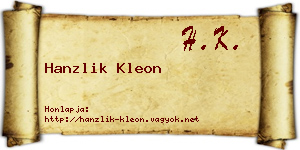 Hanzlik Kleon névjegykártya
